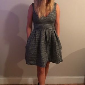 Shoshanna silver party dress with pockets!